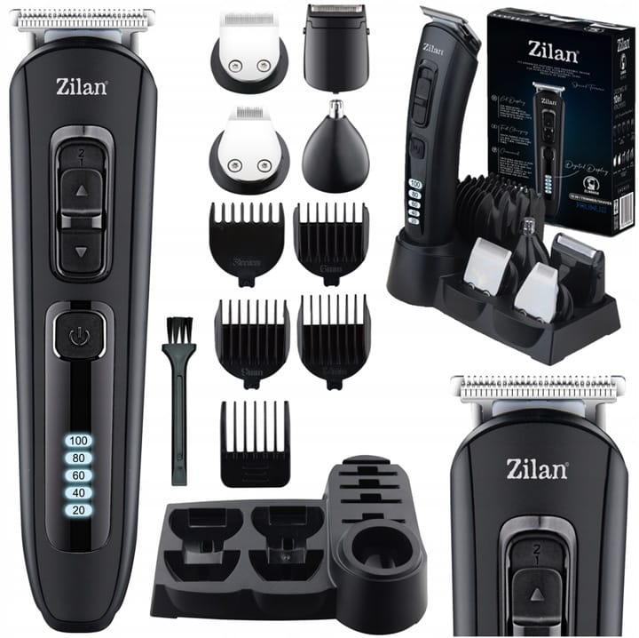 TRYMER-MASZYNKA-DO-STRZYZENIA-ZESTAW-BARBER-DO-WLOSOW-BRODY-CIALA-USB-10W1.jpeg ماكينة حلاقة زيلان 5 درجات 5 رؤوس - Image 1